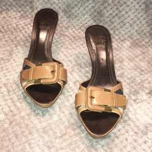Burberry Tan Leather Women's Slide Sandals